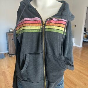 Aviator Nation Charcoal Jacket with Rainbow Stripes
